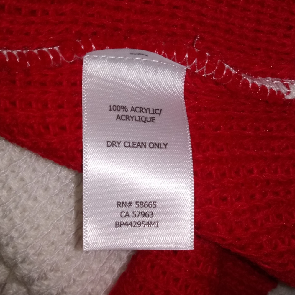 BP Oversize Brushed Pullover Red Ivory Striped XS - Picture 14 of 14